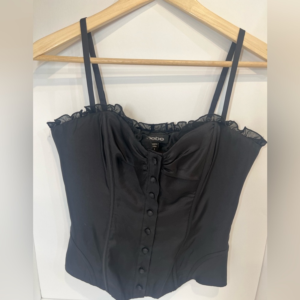 Bebe Corset Style Ladies Top, Black, Size: S
